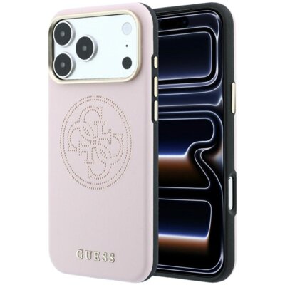 Etui GUESS Perforated 4G Gold Logo MagSafe do Apple iPhone 17 Pro/18 Pro Różowy