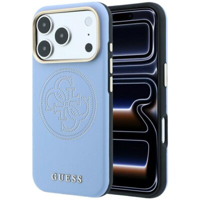 Etui GUESS Perforated 4G Gold Logo MagSafe do Apple iPhone 17 Pro Max/18 Pro Max Jasnoniebieski