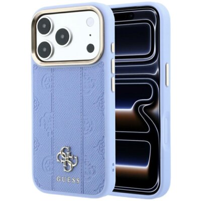 Etui GUESS Stripe Peony 4G Logo MagSafe do Apple iPhone 17 Pro/18 Pro Jasnoniebieski