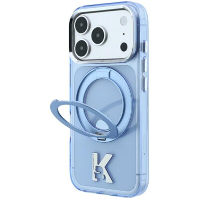 Etui KARL LAGERFELD IML Ring Stand 360 Kameo Metal MagSafe do Apple iPhone 17 Pro/18 Pro Niebieski