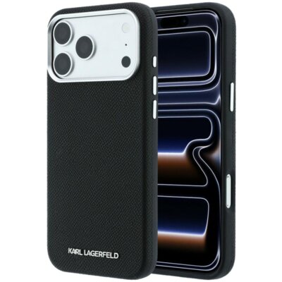 Etui KARL LAGERFELD Grained Elongated Logo MagSafe do Apple iPhone 17 Pro/18 Pro Czarny