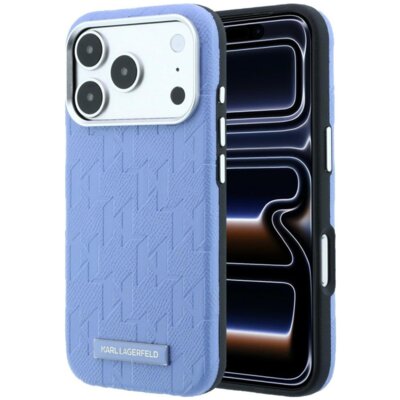 Etui KARL LAGERFELD Grained Mono Resin Logo MagSafe do Apple iPhone 17 Pro Max/18 Pro Max Jasnoniebieski