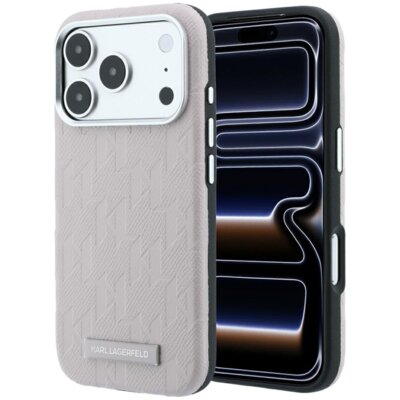 Etui KARL LAGERFELD Grained Mono Resin Logo MagSafe do Apple iPhone 17 Pro Max/18 Pro Max Różowy
