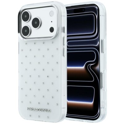 Etui KARL LAGERFELD IML Rhinestones Allover and Electroplated Logo do Apple iPhone 17 Pro Max/18 Pro Max Biały
