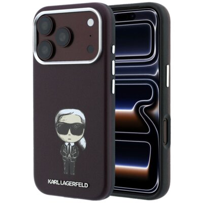 Etui KARL LAGERFELD Smooth Ikonik Sketch MagSafe do Apple iPhone 17 Pro/18 Pro Burgundowy