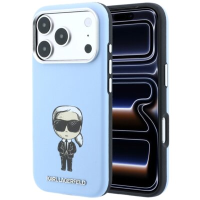 Etui KARL LAGERFELD Smooth Ikonik Sketch MagSafe do Apple iPhone 17 Pro/18 Pro Jasnoniebieski