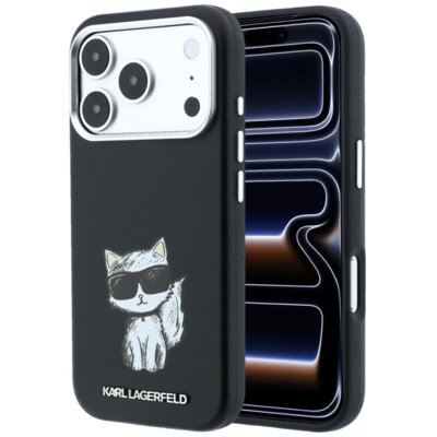 Etui KARL LAGERFELD Smooth Choupette Sketch MagSafe do Apple iPhone 17 Pro/18 Pro Czarny