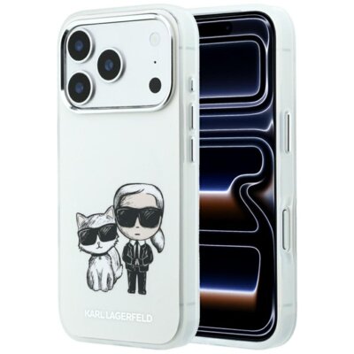 Etui KARL LAGERFELD Smooth Karl & Choupette Bodies Sketch MagSafe do Apple iPhone 17 Pro/18 Pro Beżowy