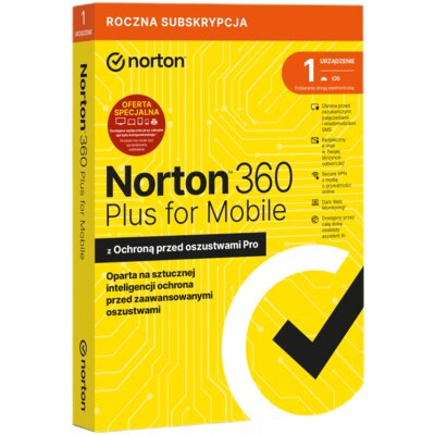 Antywirus NORTON 360 Plus Mobile 1 URZĄDZENIE 1 ROK Kod aktywacyjny