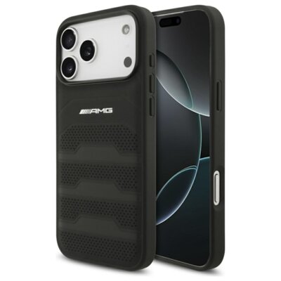 Etui AMG Leather Debossed Lines Logo do Apple iPhone 17 Pro Max/18 Pro Max Czarny