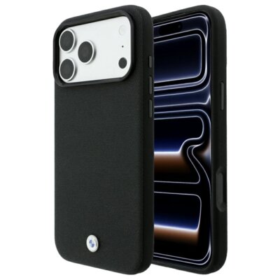 Etui BMW Kevlar Metal Logo MagSafe do Apple iPhone 17 Pro/18 Pro Czarny