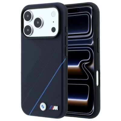 Etui BMW M Tire Track Metal Logo MagSafe do Apple iPhone 17 Pro/18 Pro Granatowy