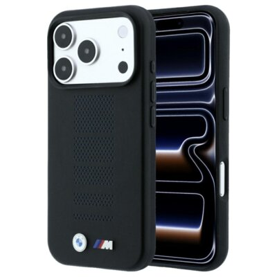 Etui BMW M Blue Perfo Metal Logo MagSafe do Apple iPhone 17 Pro Max/18 Pro Max Czarny