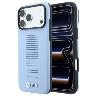 Etui BMW M Blue Perfo Metal Logo MagSafe do Apple iPhone 17 Pro Max/18 Pro Max Niebieski
