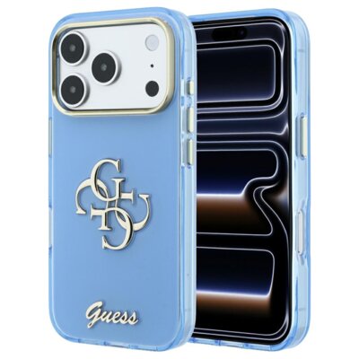 Etui GUESS IML 4G Script Metal do Apple iPhone 17 Pro Max/18 Pro Max Jasnoniebieski