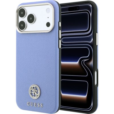 Etui GUESS Grained Round Strass Logo MagSafe do Apple iPhone 17 Pro Max/18 Pro Max Niebieski