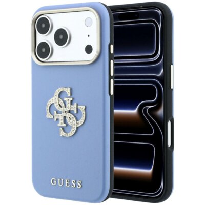 Etui GUESS Smooth & Big Strass Logo do Apple iPhone 17 Pro/18 Pro Niebieski