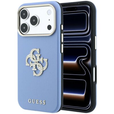 Etui GUESS Smooth & Big Strass Logo do Apple iPhone 17 Pro Max/18 Pro Max Niebieski