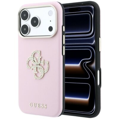 Etui GUESS Smooth & Big Strass Logo do Apple iPhone 17 Pro/18 Pro Różowy