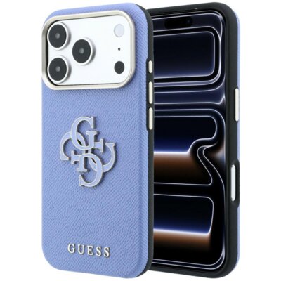 Etui GUESS Grained & Big Resin Logo do Apple iPhone 17 Pro Max/18 Pro Max Niebieski