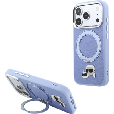 Etui KARL LAGERFELD 360 Karl Choupette Pin MagSafe do Apple iPhone 17 Pro/18 Pro Jasnoniebieski
