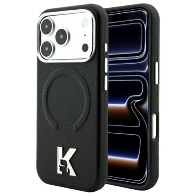Etui Karl Lagerfeld Grained Embossed Ring & Kameo Logo MagSafe do Apple iPhone 17 Pro/18 Pro Czarny
