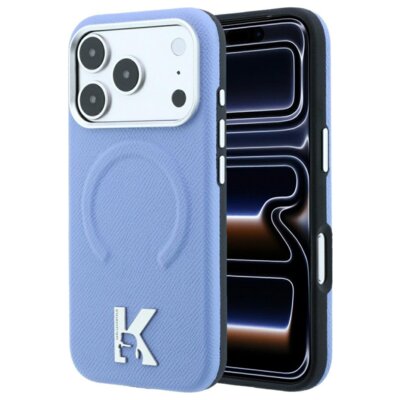 Etui Karl Lagerfeld Grained Embossed Ring & Kameo Logo MagSafe do Apple iPhone 17 Pro/18 Pro Jasnoniebieski