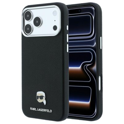 Etui KARL LAGERFELD Grained Karl Head Metal MagSafe do Apple iPhone 17 Pro/18 Pro Czarny
