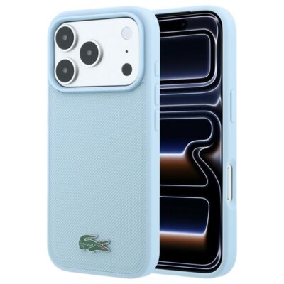 Etui LACOSTE Petitt Pique Lacquer Logo Magsafe do Apple iPhone 17 Pro Max/18 Pro Max Niebieski