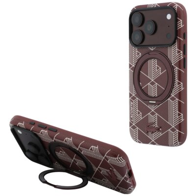 Etui LACOSTE Blend with Ring Stand MagSafe do Apple iPhone 17 Pro/18 Pro Burgundowy