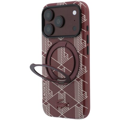 Etui LACOSTE Blend with Ring Stand Magsafe do Apple iPhone 17 Pro Max/18 Pro Max Burgundowy