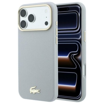 Etui LACOSTE Champs Elysees Embossed Magsafe do Apple iPhone 17 Pro/18 Pro Szary