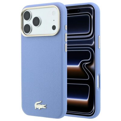 Etui LACOSTE Champs Elysees Embossed MagSafe do Apple iPhone 17 Pro/18 Pro Niebieski