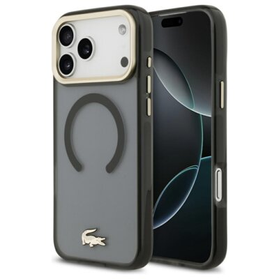 Etui LACOSTE IML Shockproof Gold Logo Magsafe do Apple iPhone 17 Pro Max/18 Pro Max Czarny