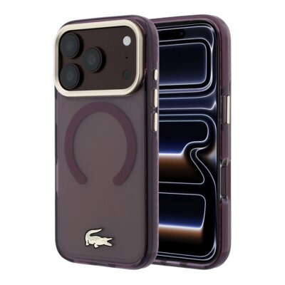 Etui LACOSTE IML Shockproof Gold Logo MagSafe do Apple iPhone 17 Pro Max/18 Pro Max Burgundowy