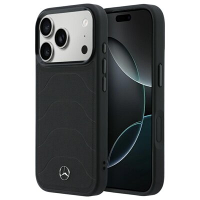 Etui MERCEDES Leather Mesh Bow Line MagSafe do Apple iPhone 17 Pro Max/18 Pro Max Czarny