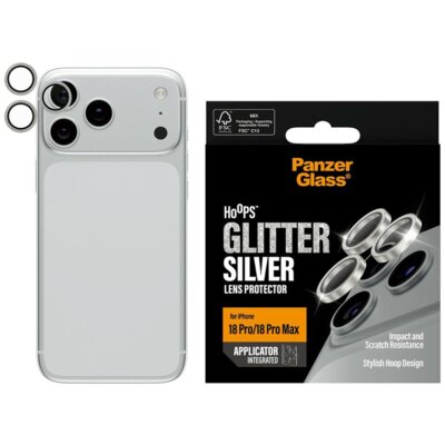 Szkło ceramiczne na obiektyw PANZERGLASS Hoops Ceramic Glitter do Apple iPhone 18 Pro/18 Pro Max Srebrny