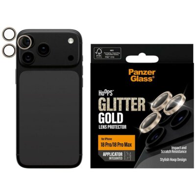 Szkło ceramiczne na obiektyw PANZERGLASS Hoops Ceramic Glitter do Apple iPhone 18 Pro/18 Pro Max Złoty