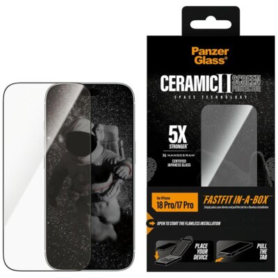Szkło ceramiczne PANZERGLASS Ultra-Wide Fit do Apple iPhone 17 Pro/18 Pro + Fastfit