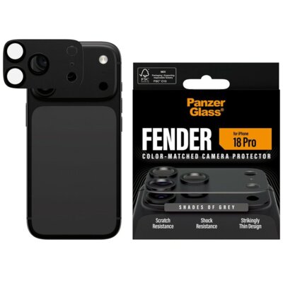 Szkło hartowane na obiektyw PANZERGLASS Fender do Apple iPhone 18 Pro Szary