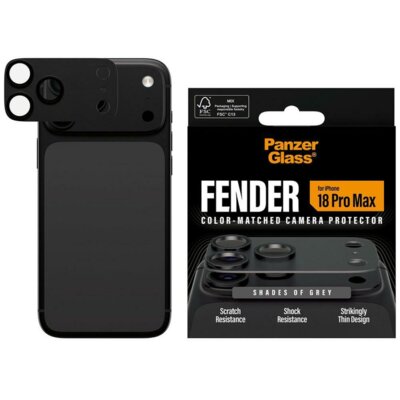 Szkło hartowane na obiektyw PANZERGLASS Fender do Apple iPhone 18 Pro Max Szary