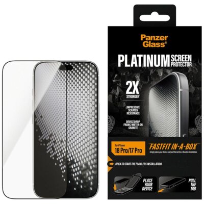 Szkło hartowane PANZERGLASS Platinum FastFit do Apple iPhone 17 Pro/18 Pro (2 szt.)