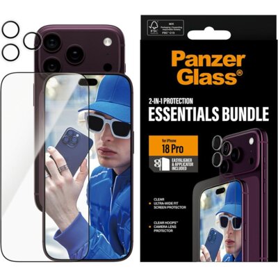 Zestaw ochronny PANZERGLASS Essentials 2w1 do Apple iPhone 18 Pro + aplikator