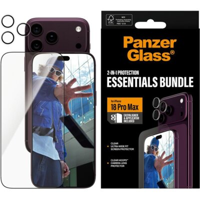 Zestaw ochronny PANZERGLASS Essentials 2w1 do Apple iPhone 18 Pro Max + aplikator