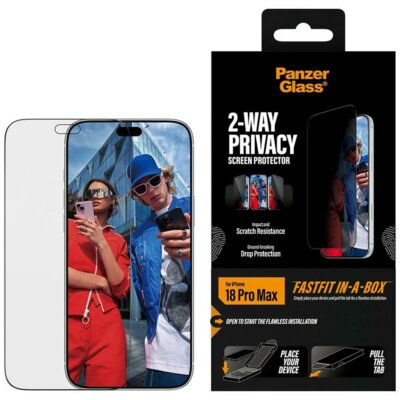 Szkło prywatyzujące PANZERGLASS 2way Ultra-wide Fit Fastfit do Apple iPhone 18 Pro Max