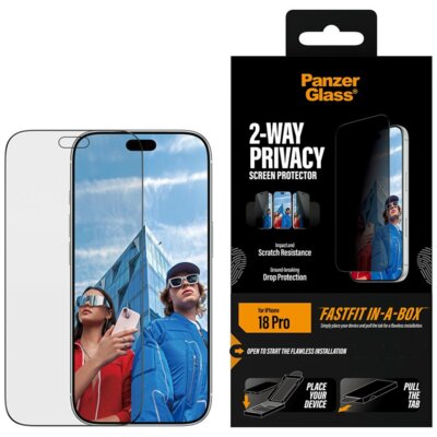 Szkło prywatyzujące PANZERGLASS 2way Ultra-wide Fit Fastfit do Apple iPhone 18 Pro