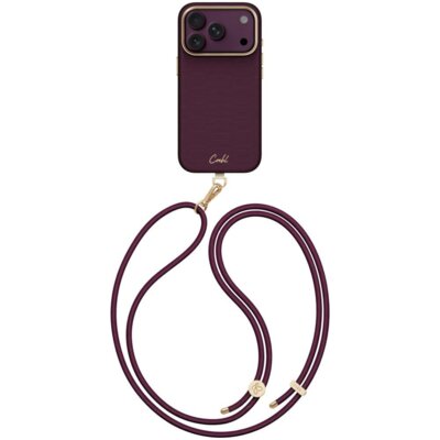 Etui UNIQ Coehl Mirelle Magnetic Charging do Apple iPhone 17 Pro/18 Pro Bordowy + Smycz