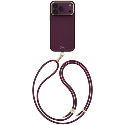 Etui UNIQ Coehl Mirelle Magnetic Charging do Apple iPhone 17 Pro Max/18 Pro Max Bordowy + Smycz