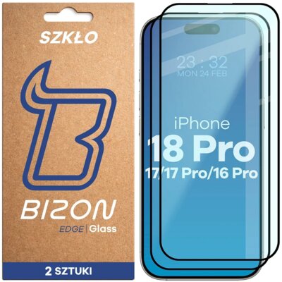 Szkło hartowane BIZON Glass Edge Duo do Apple iPhone 16 Pro/17/17 Pro/18 Pro (2 szt.)