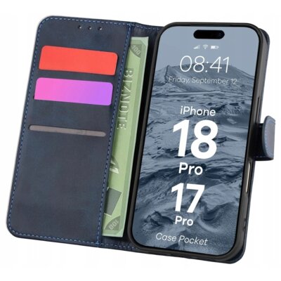 Etui BIZON Case Pocket do Apple iPhone 17 Pro/18 Pro Granatowy